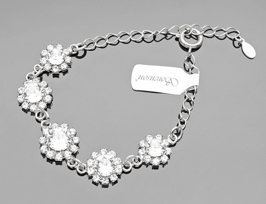 Bransoleta kwiat kryształ biały