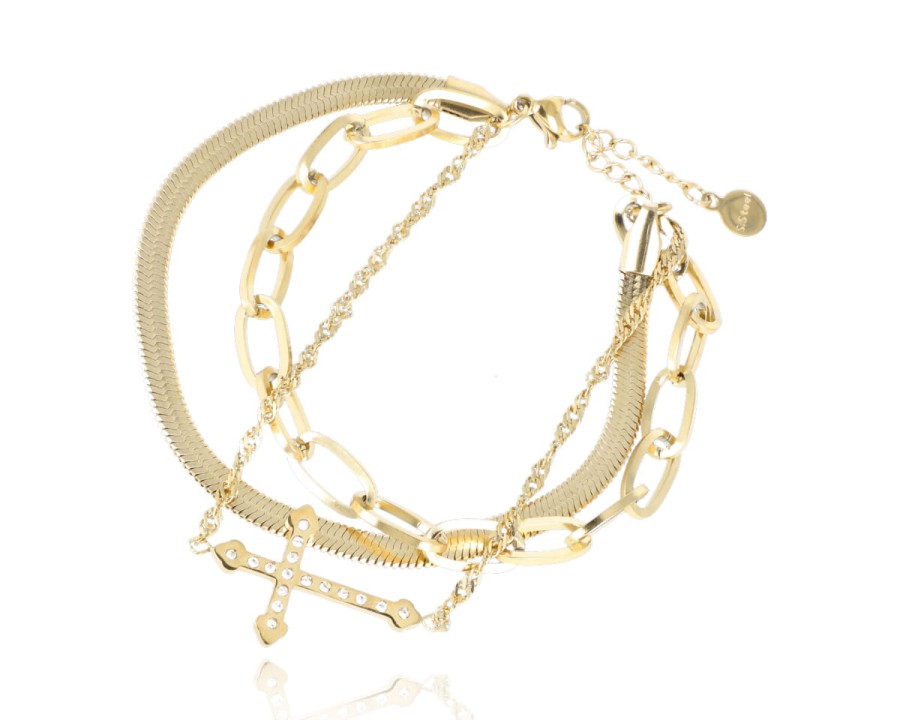 Bransoleta łańcuch z krzyżem