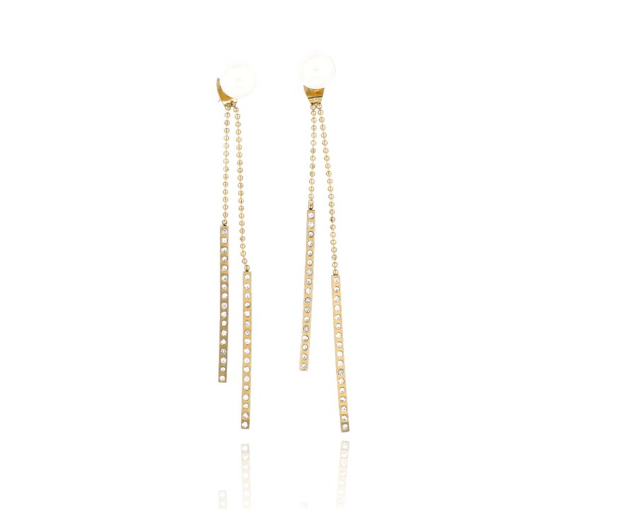 Kolczyki łańcuszki z perłą