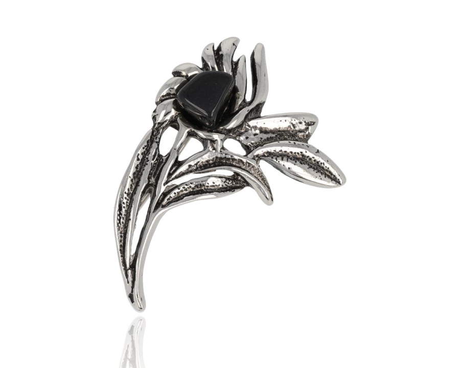 Broszka kwiat liście