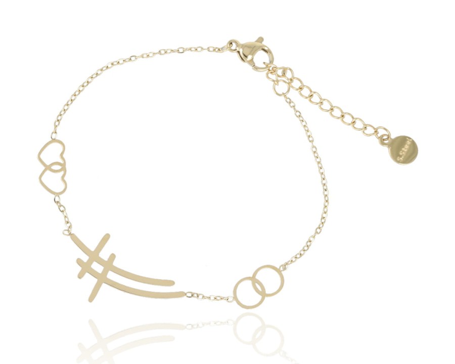 Bransoleta krzyże ringi serca