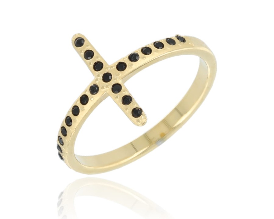 Pierścionek cyrkonie krzyż