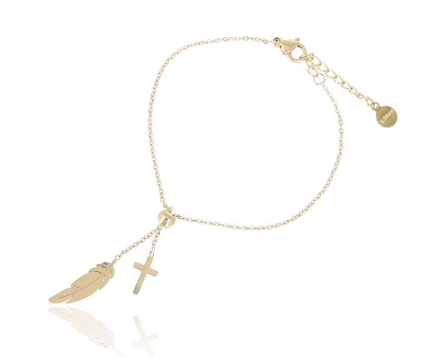Bransoleta krzyż piórko