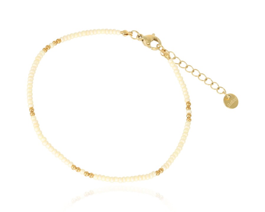 Bransoleta koraliki ecru