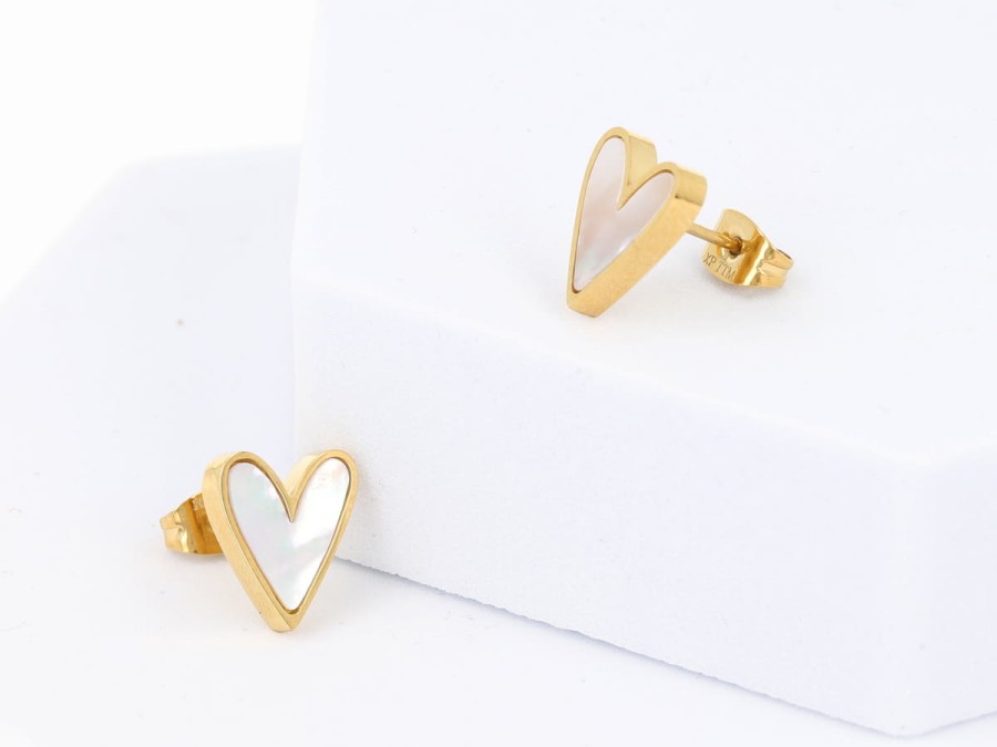 Kolczyki serca masa perłowa
