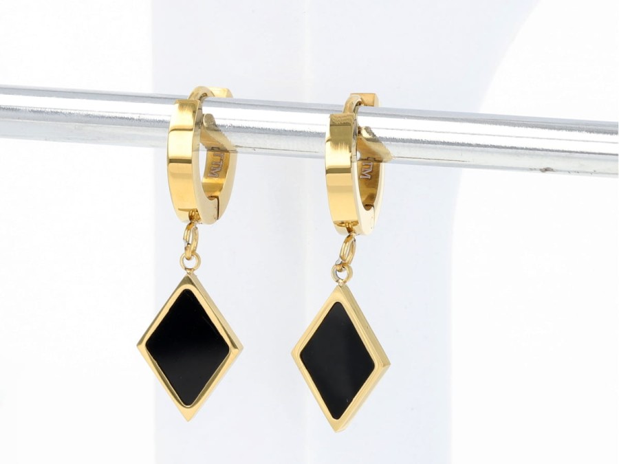 Kolczyki romby czarne