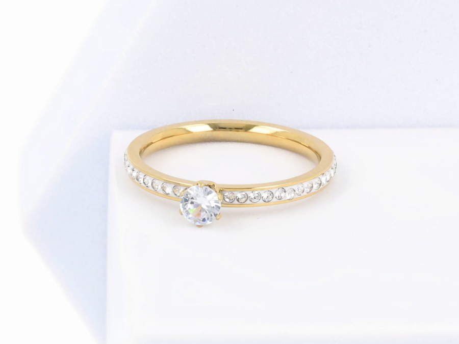 Pierścionek oczko kryształki