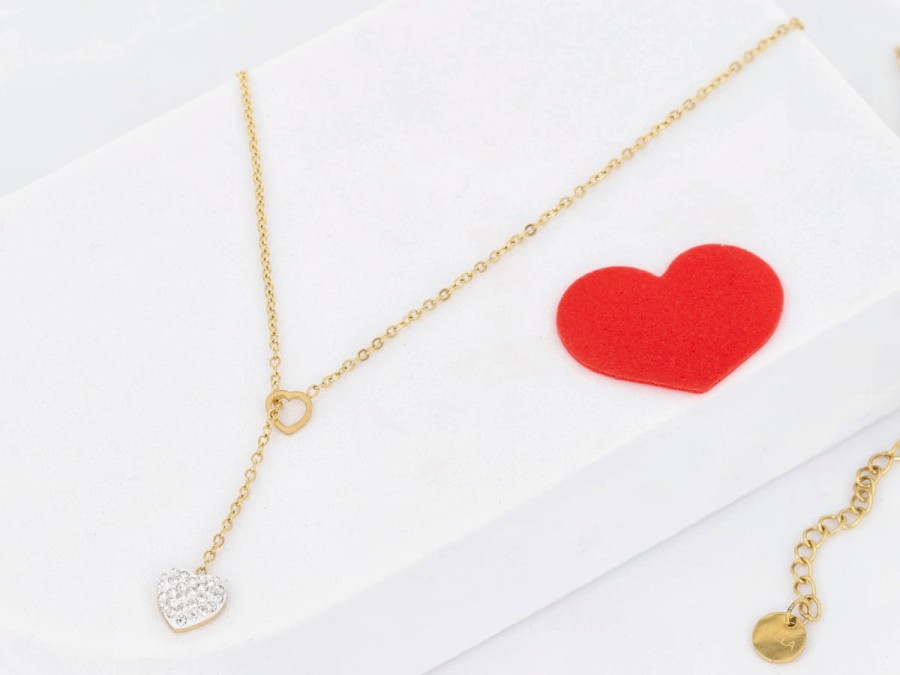 Naszyjnik krawatka serce kryształki