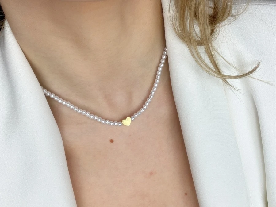 Naszyjnik perły serce 