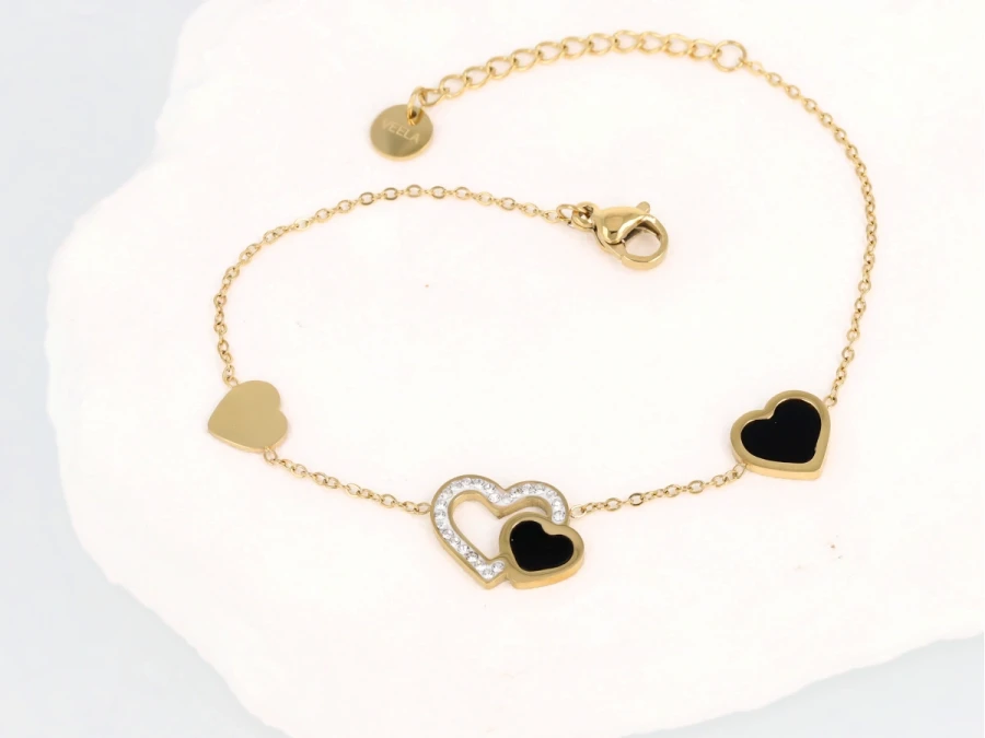Bransolet serca kryształki 