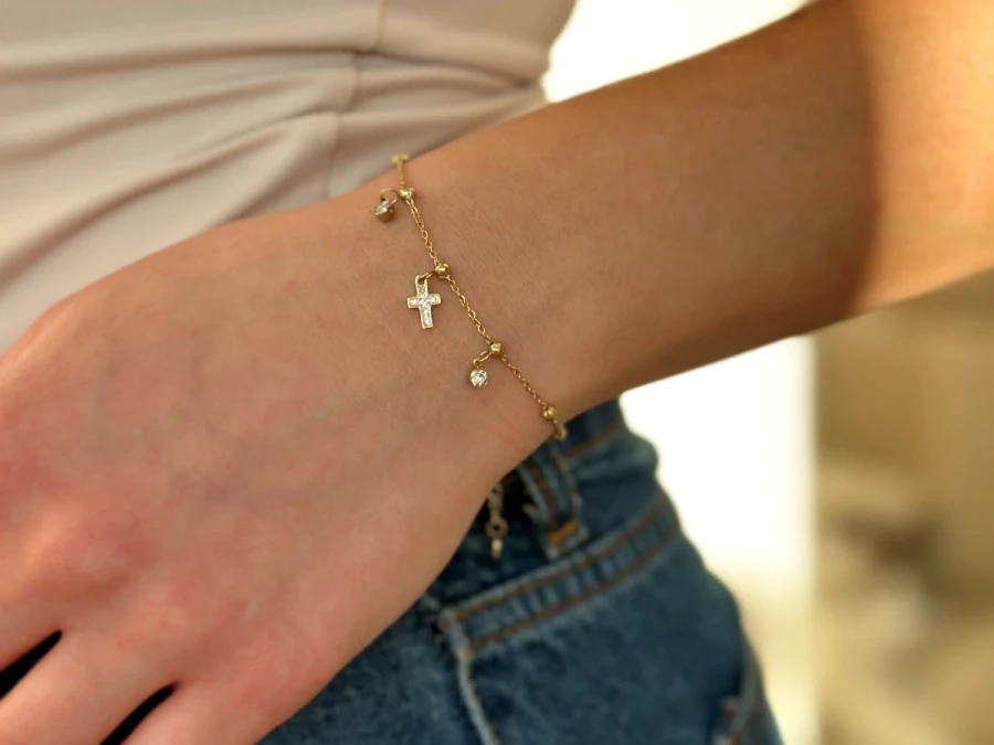 Bransoleta krzyżyk kryształki