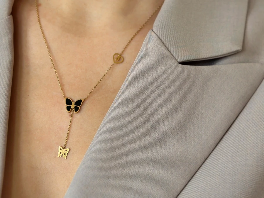 Naszyjnik krawatka motylki