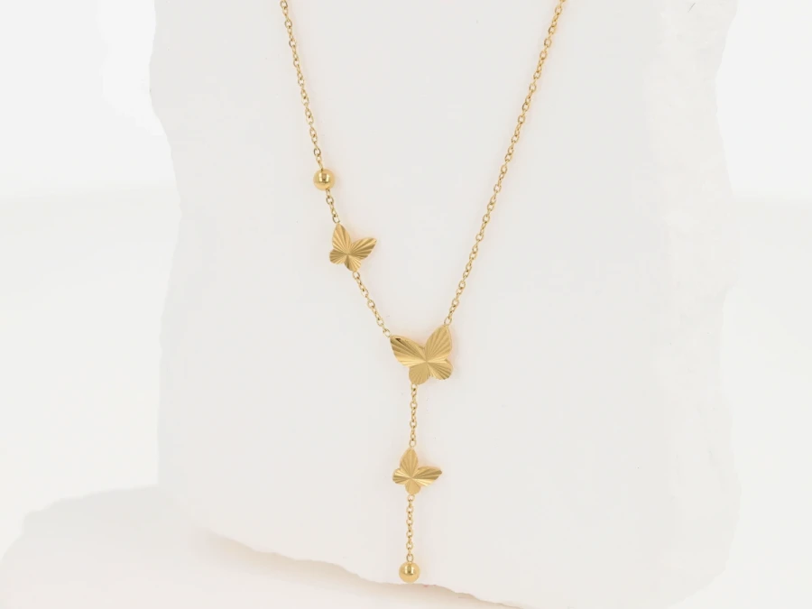 Naszyjnik krawatka trzy motyle