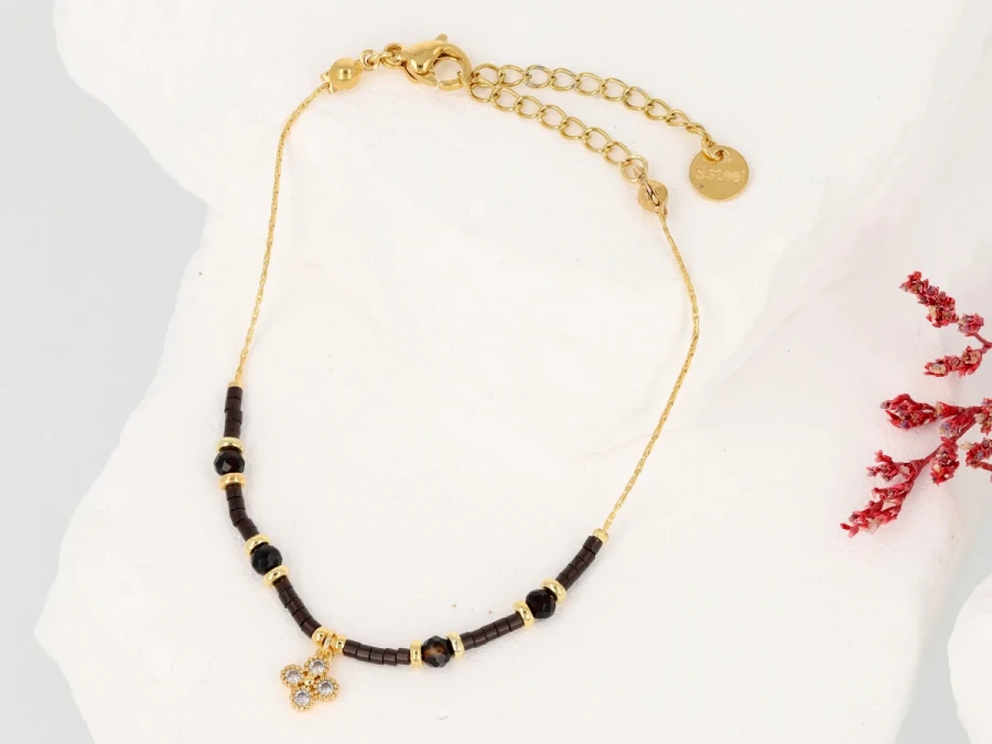 Bransoleta z koniczynką kryształki