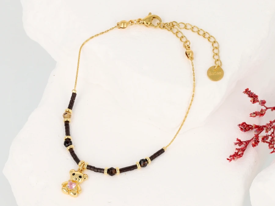 Bransoleta kryształki  miś 