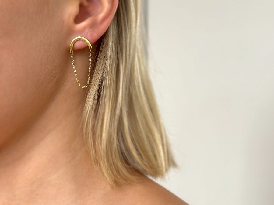 Kolczyki pałąk z łańcuszkiem