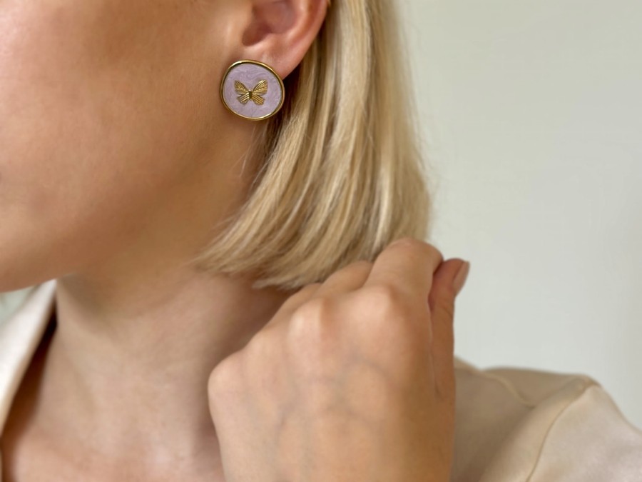 Kolczyki motyle w kole wrzos