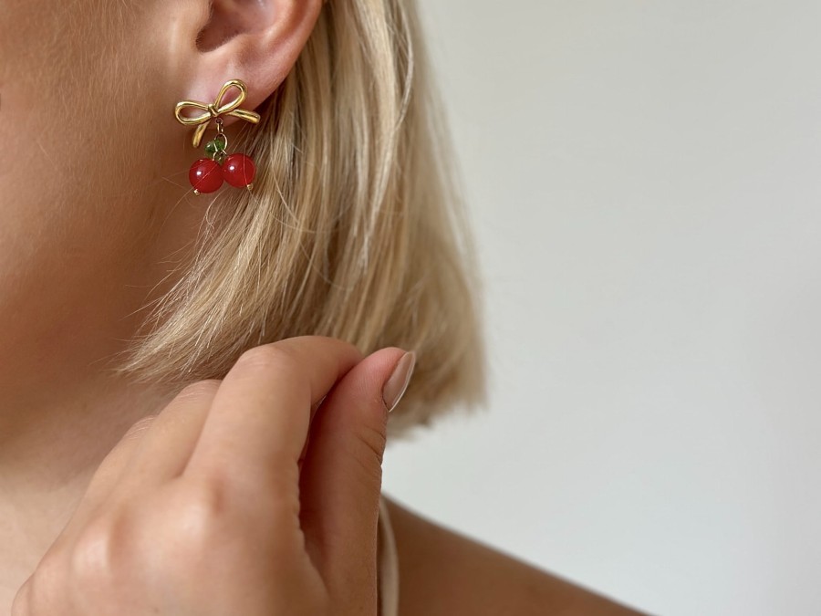 Kolczyki wisienki kokardka