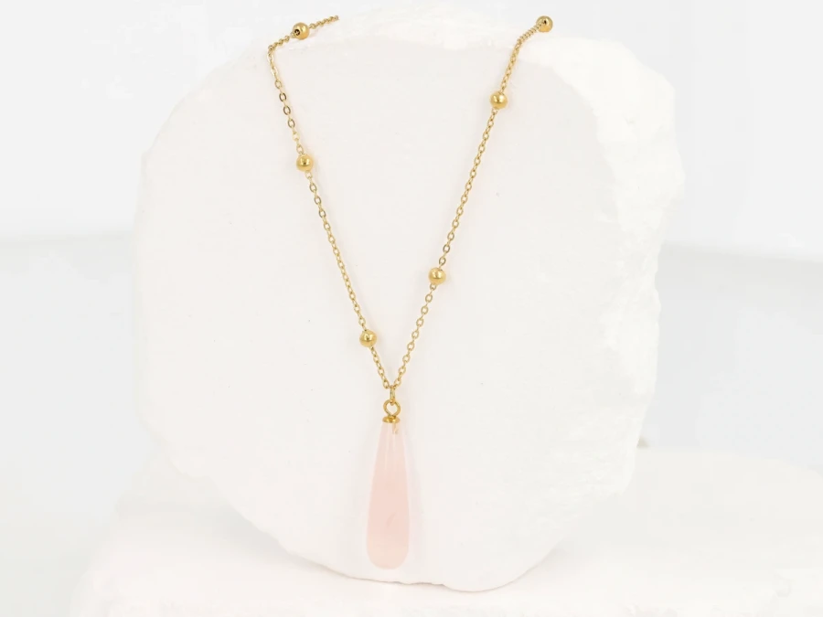 Naszyjnik z kwarcem różowym