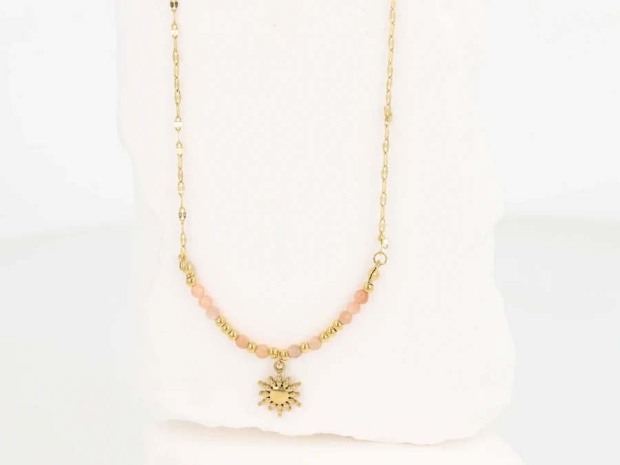 Naszyjnik słońce z kamieniem słonecznym