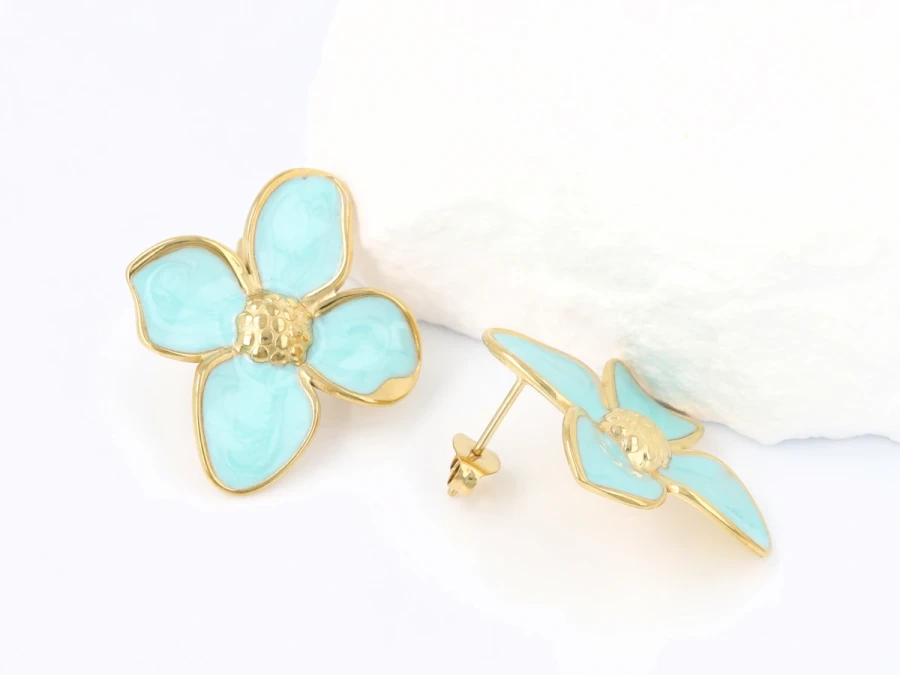 Kolczyki kwiat kolor mięta
