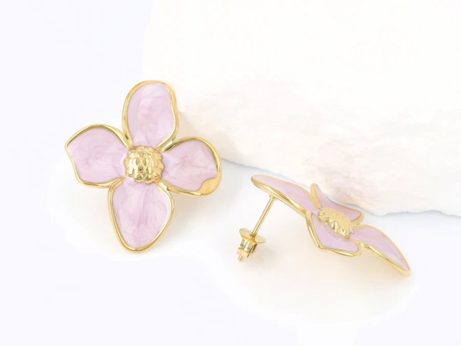 Kolczyki kwiat kolor wrzos