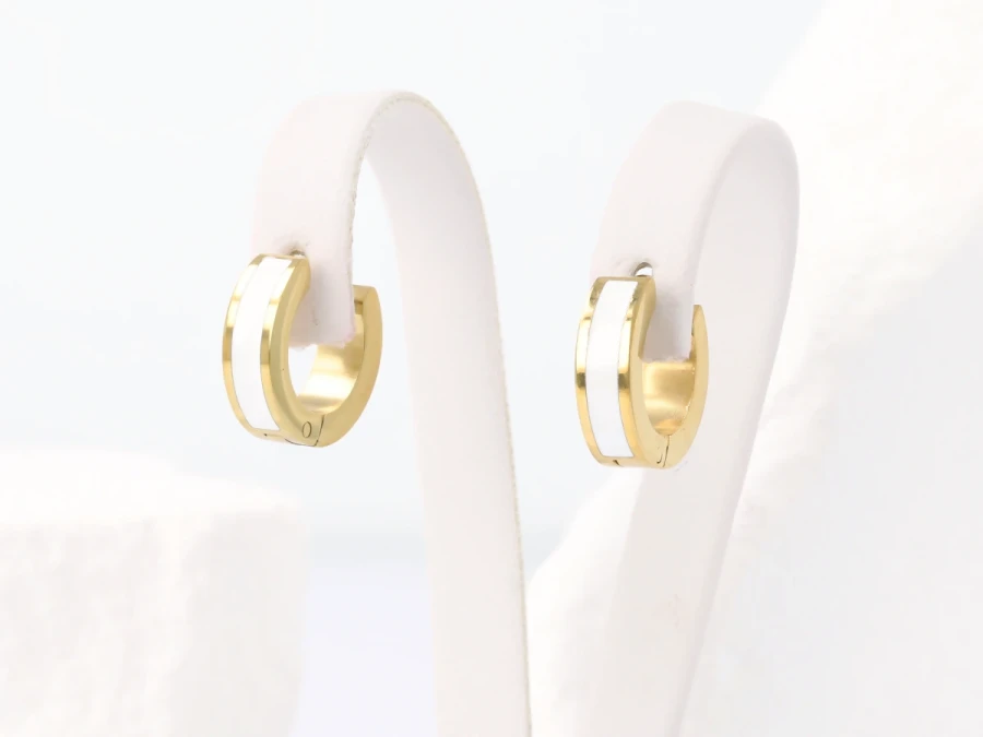 Kolczyki kółeczka emalia białe