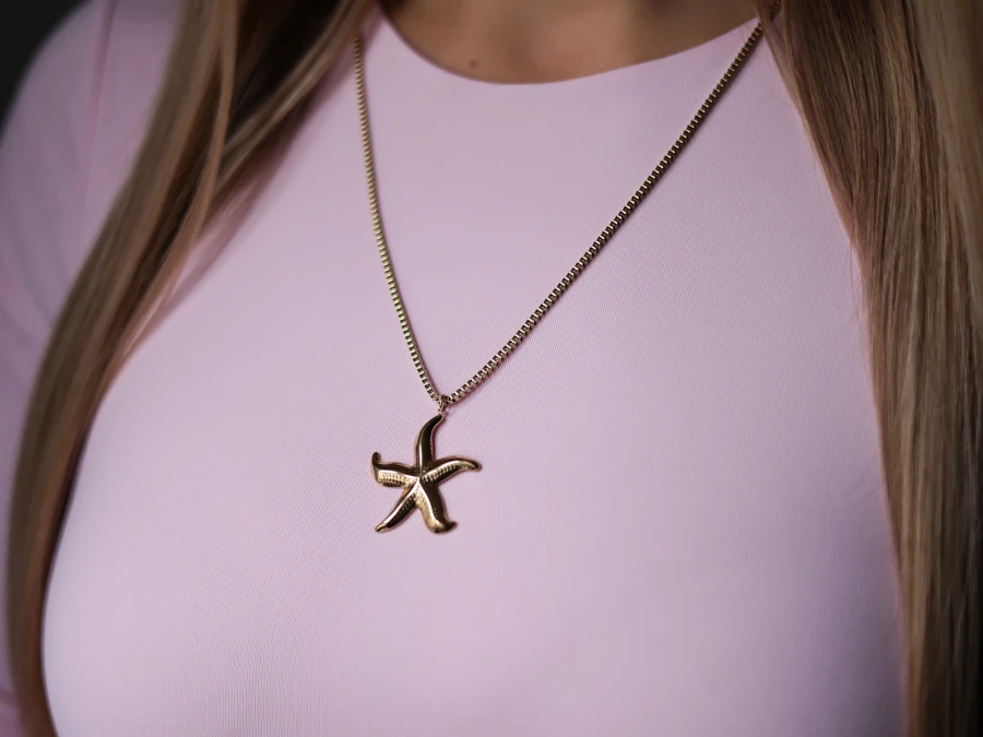 Naszyjnik rozgwiazda długi łańcuszek