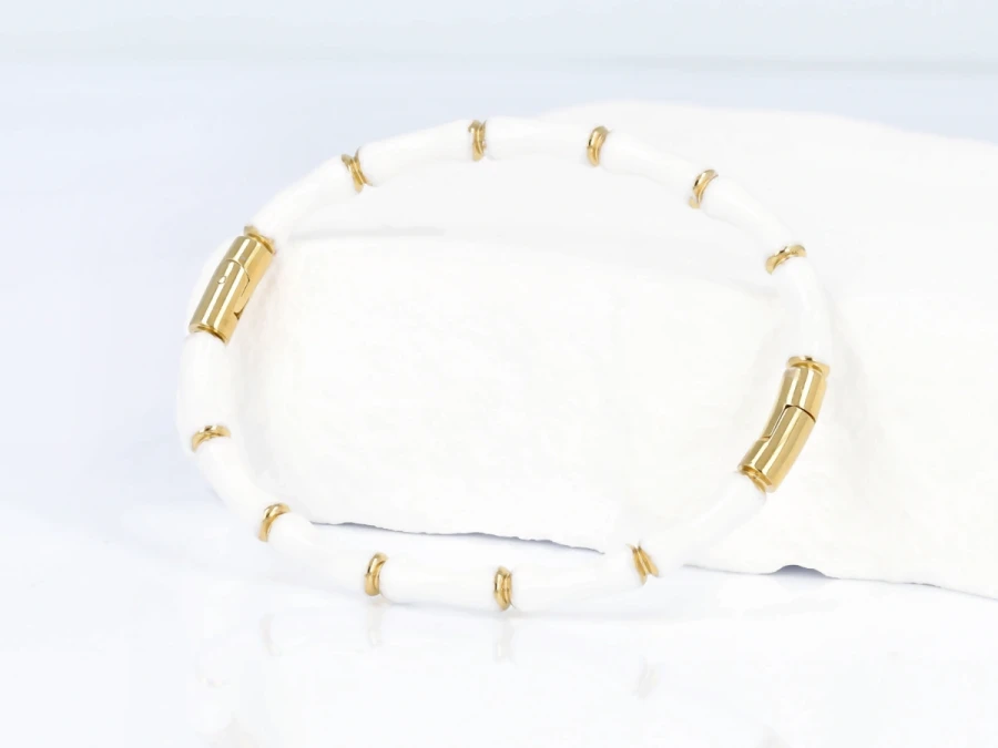 Bransoleta sztywna emalia biała