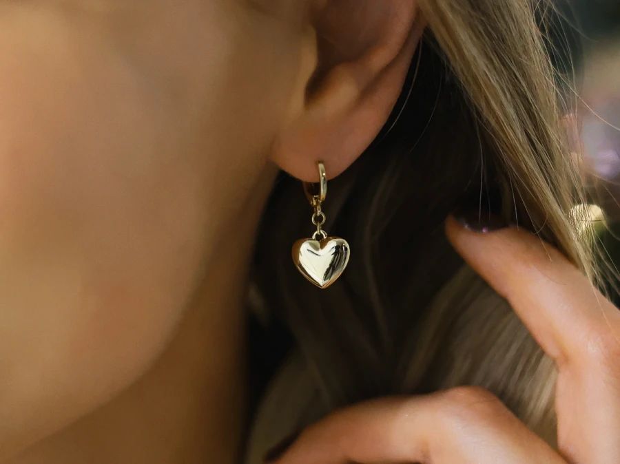 Kolczyki dmuchane serca na kółku