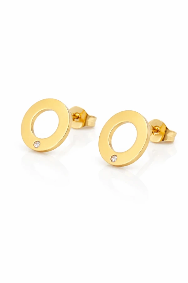 Kolczyki sztyfty koła z subtelną cyrkonią