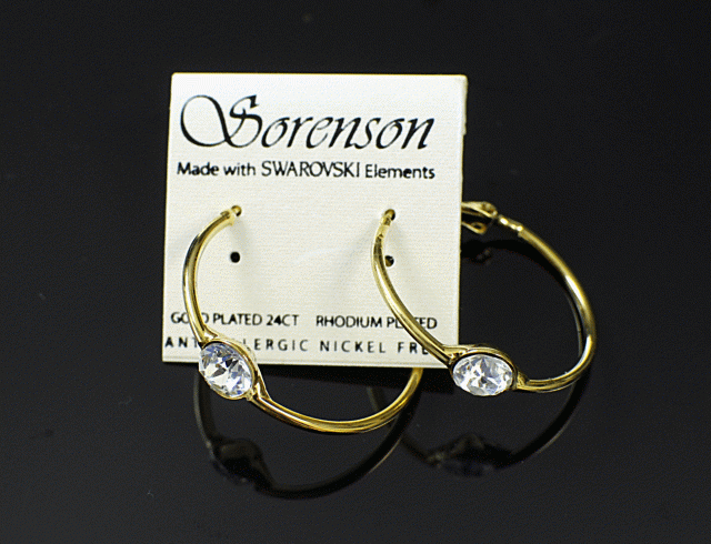 Kolczyki koła z kryształkiem