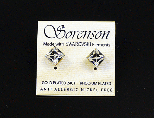 Kolczyki kryształ kwadrat