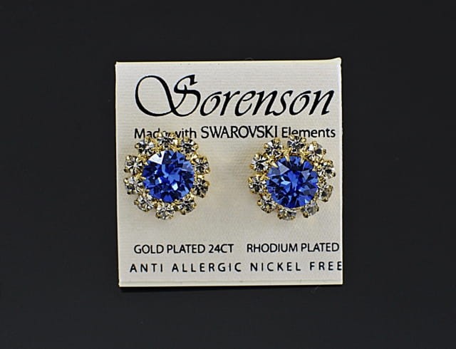 Kolczyki kwiat kryształ szafir