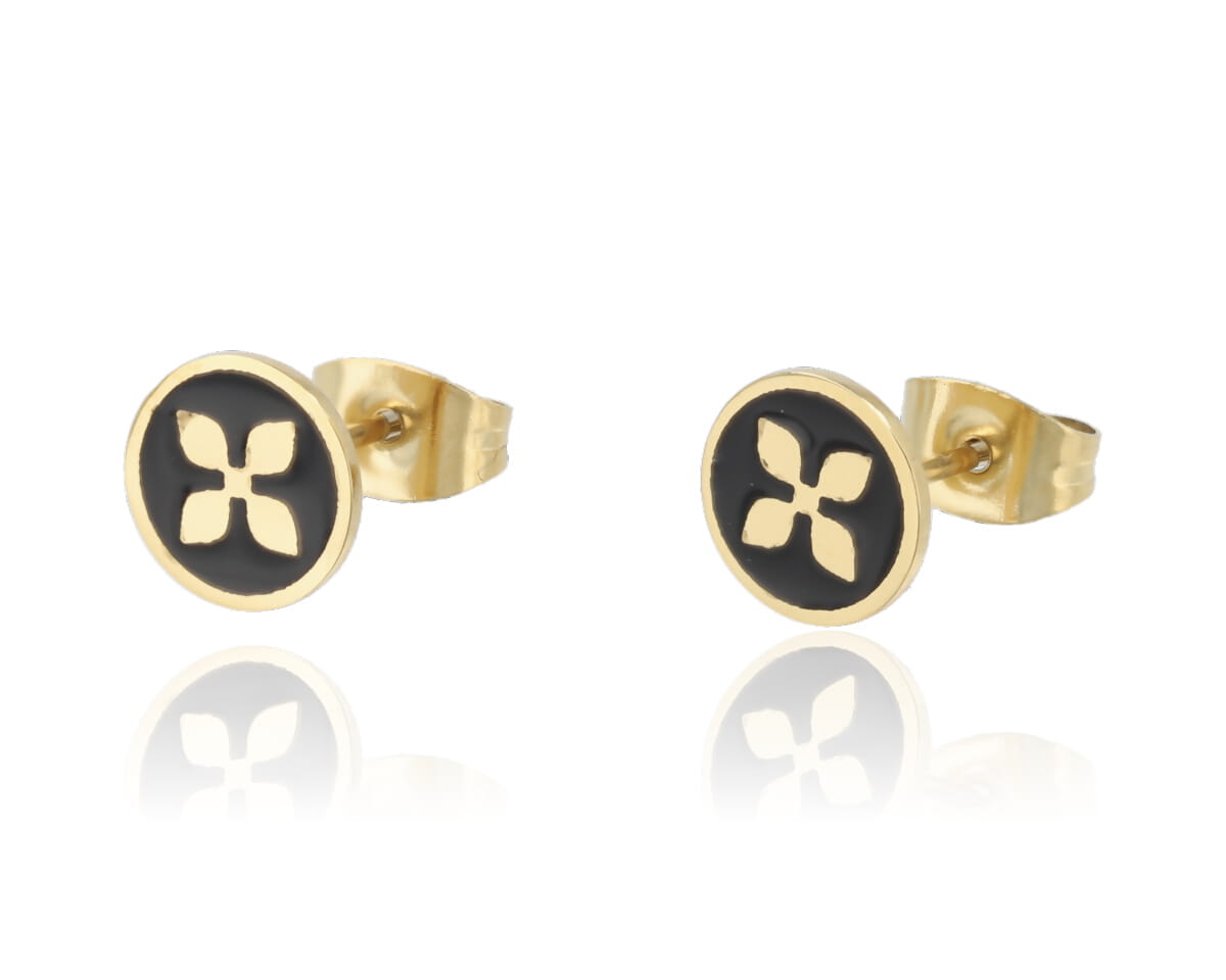 Kolczyki czarne kwiatki